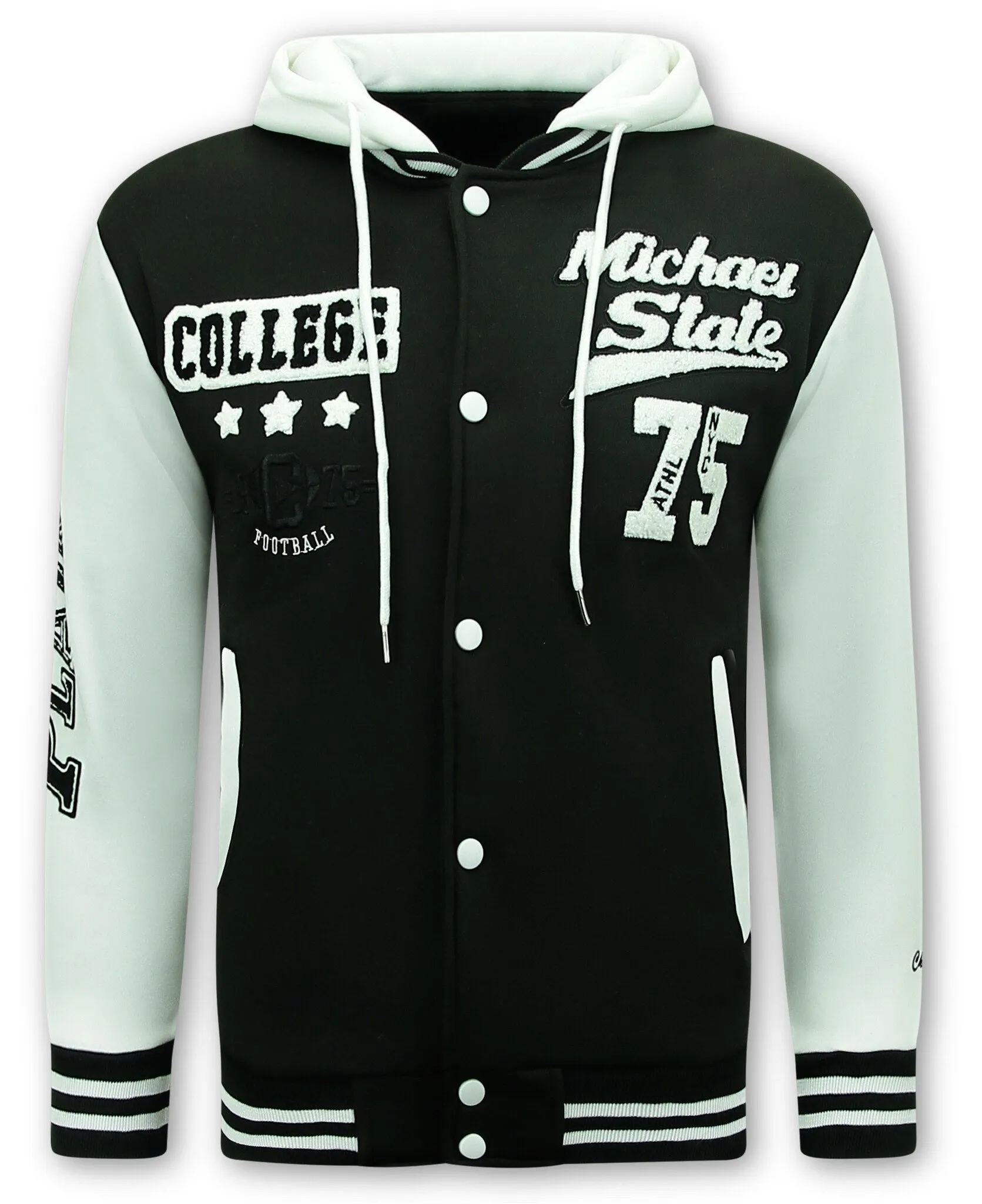 College-Weste mit Kapuze – 905 – Schwarz