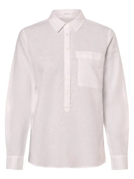 Damen Blusenshirt mit Leinen-Anteil - Freppa