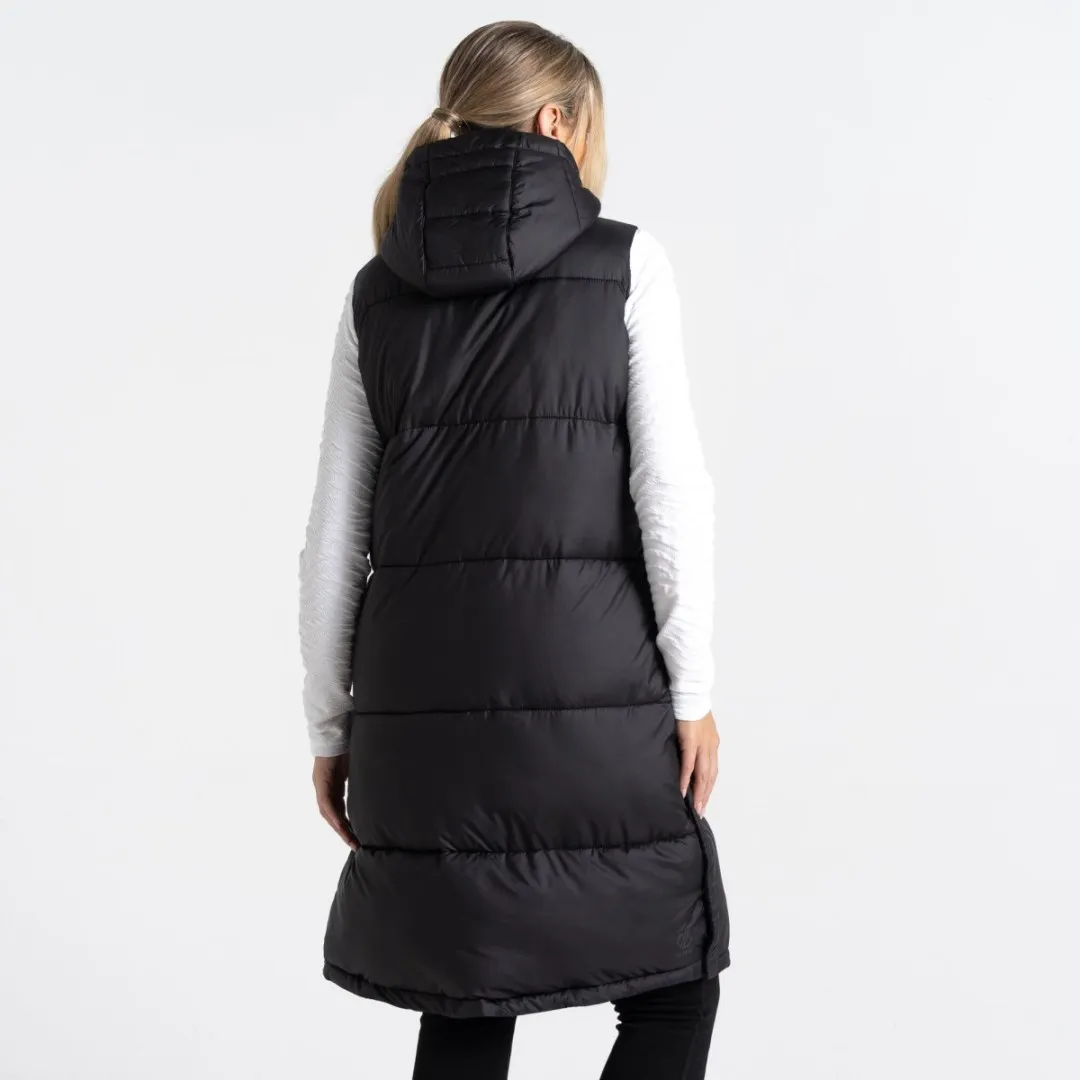 Dare2b SOCIETY Lange Steppweste für Damen, Schwarz, 32