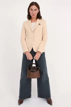 Einreihiger Jersey Blazer in Beige