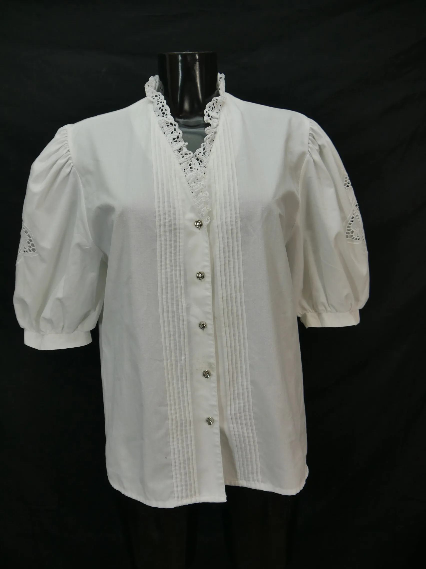Gr.42 Trachtenbluse weiß Bluse für Dirndl Welte Baumwollmischung Spitze TB8873