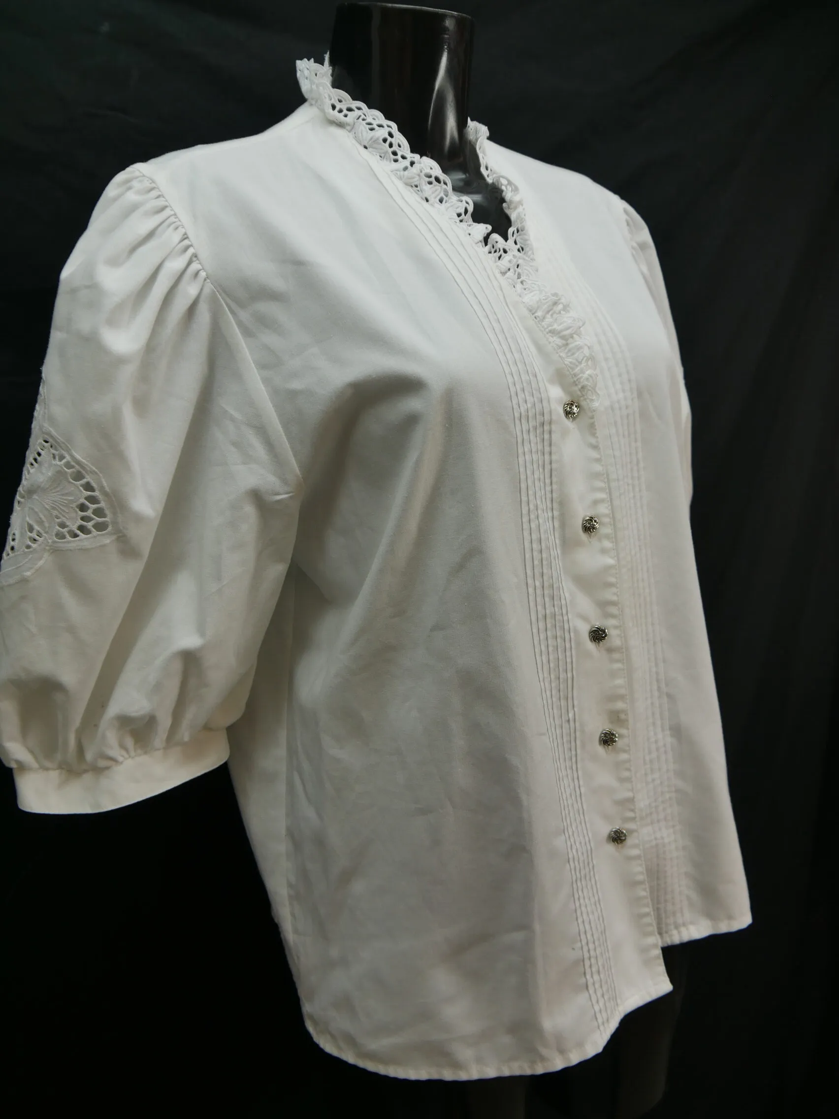 Gr.42 Trachtenbluse weiß Bluse für Dirndl Welte Baumwollmischung Spitze TB8873