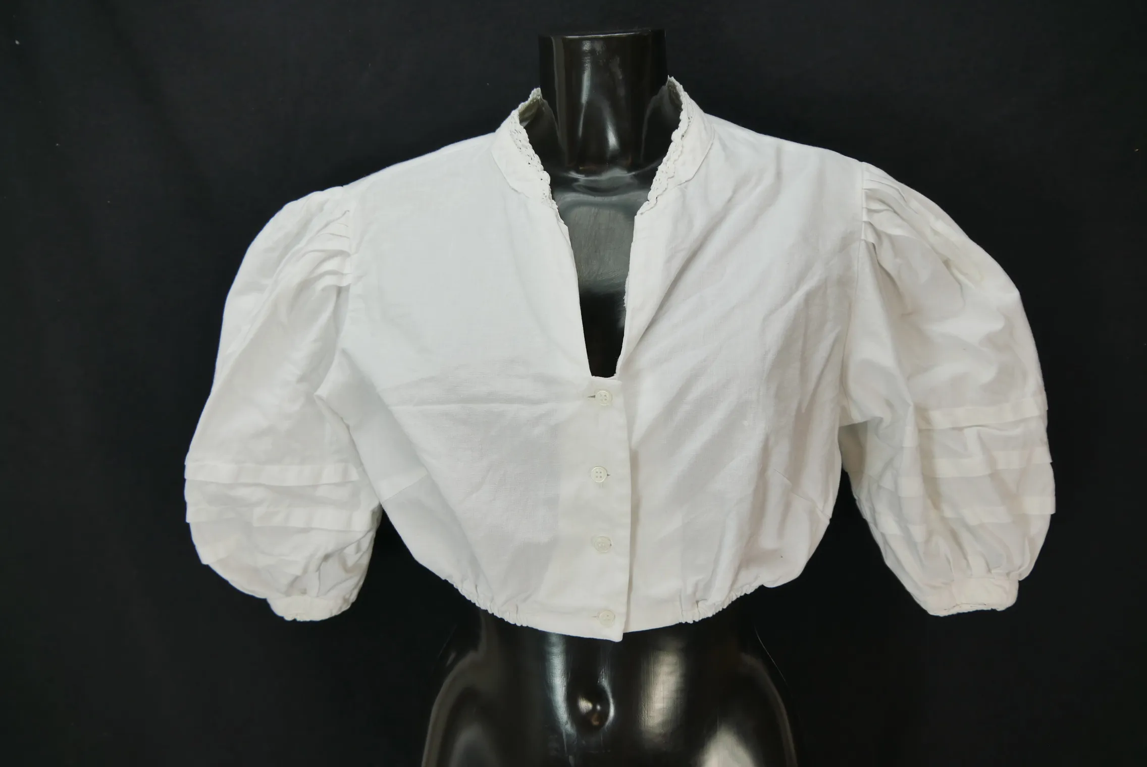 Gr.46 Dirndlbluse weiß Bluse für Dirndl Alphorn Baumwolle mit Spitze B10498