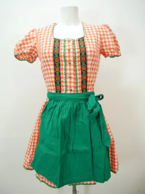 Herrlich 60er Jahre kariert süßes Vintage Dirndl mit Schürze Trachtenkleid Gr.36