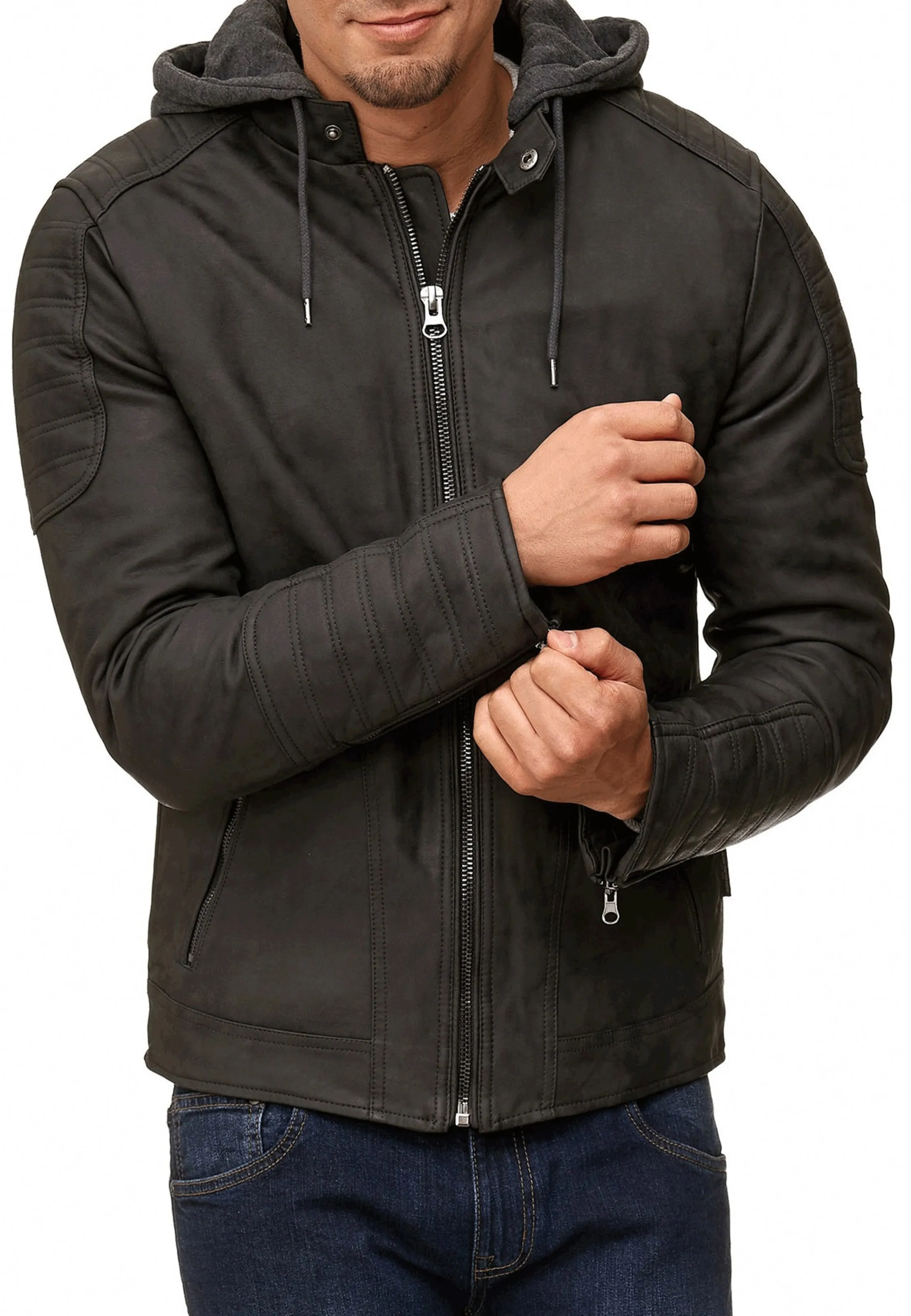 INDICODE JEANS Kunstlederjacke in Schwarz