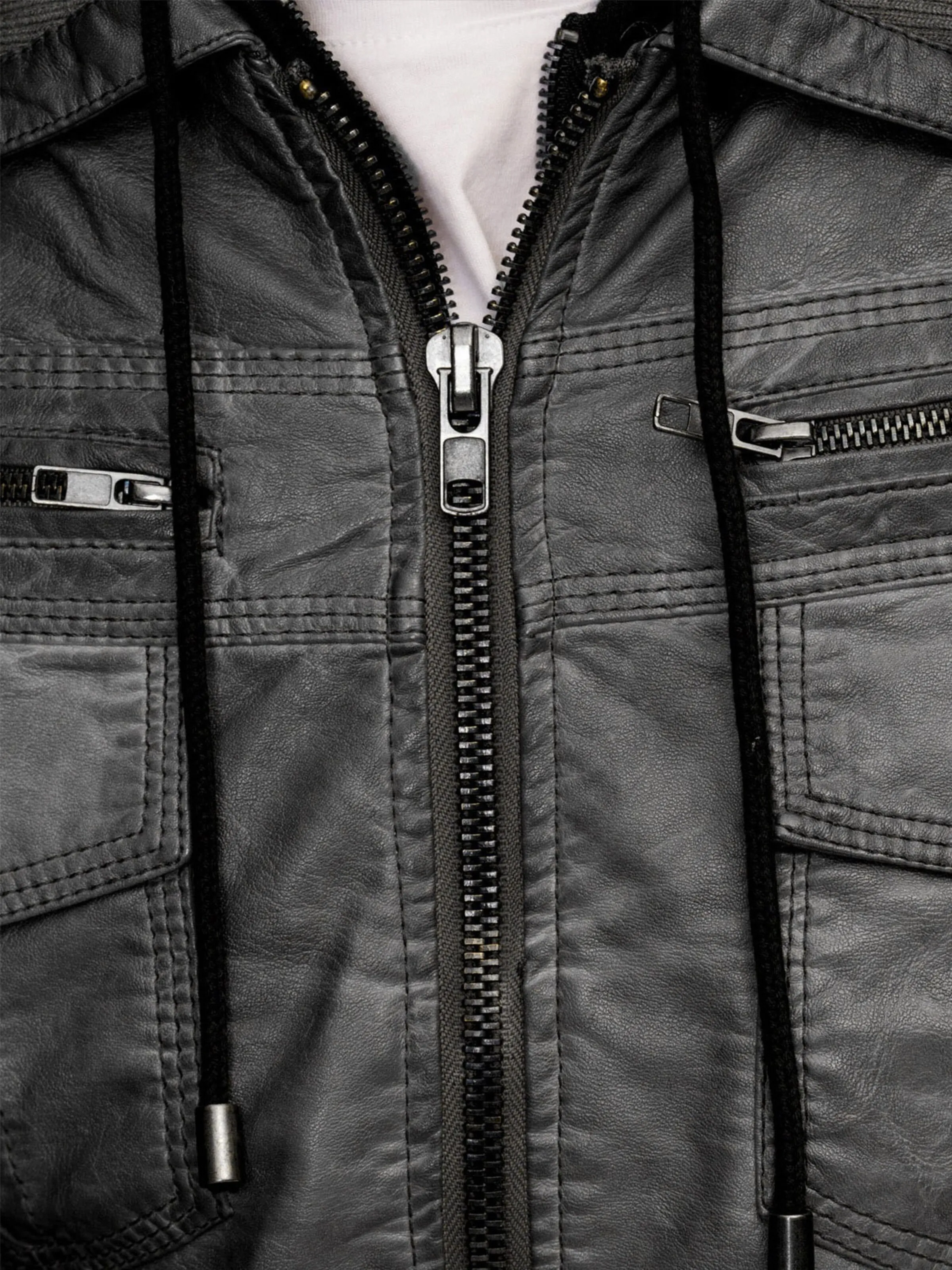 INDICODE JEANS Kunstlederjacke 'Aaron' in Rauchgrau
