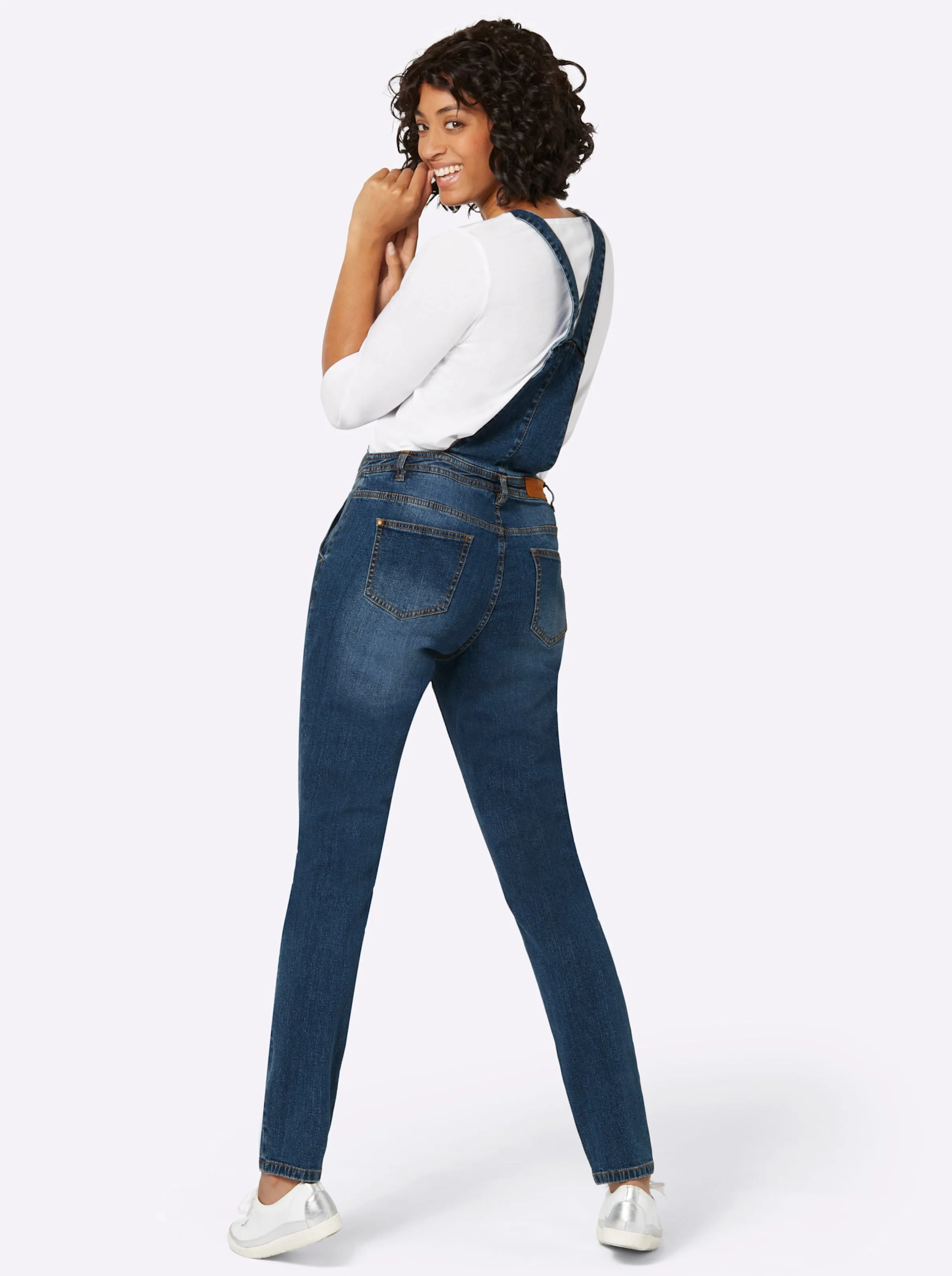 Latzhose in blue-stone-washed