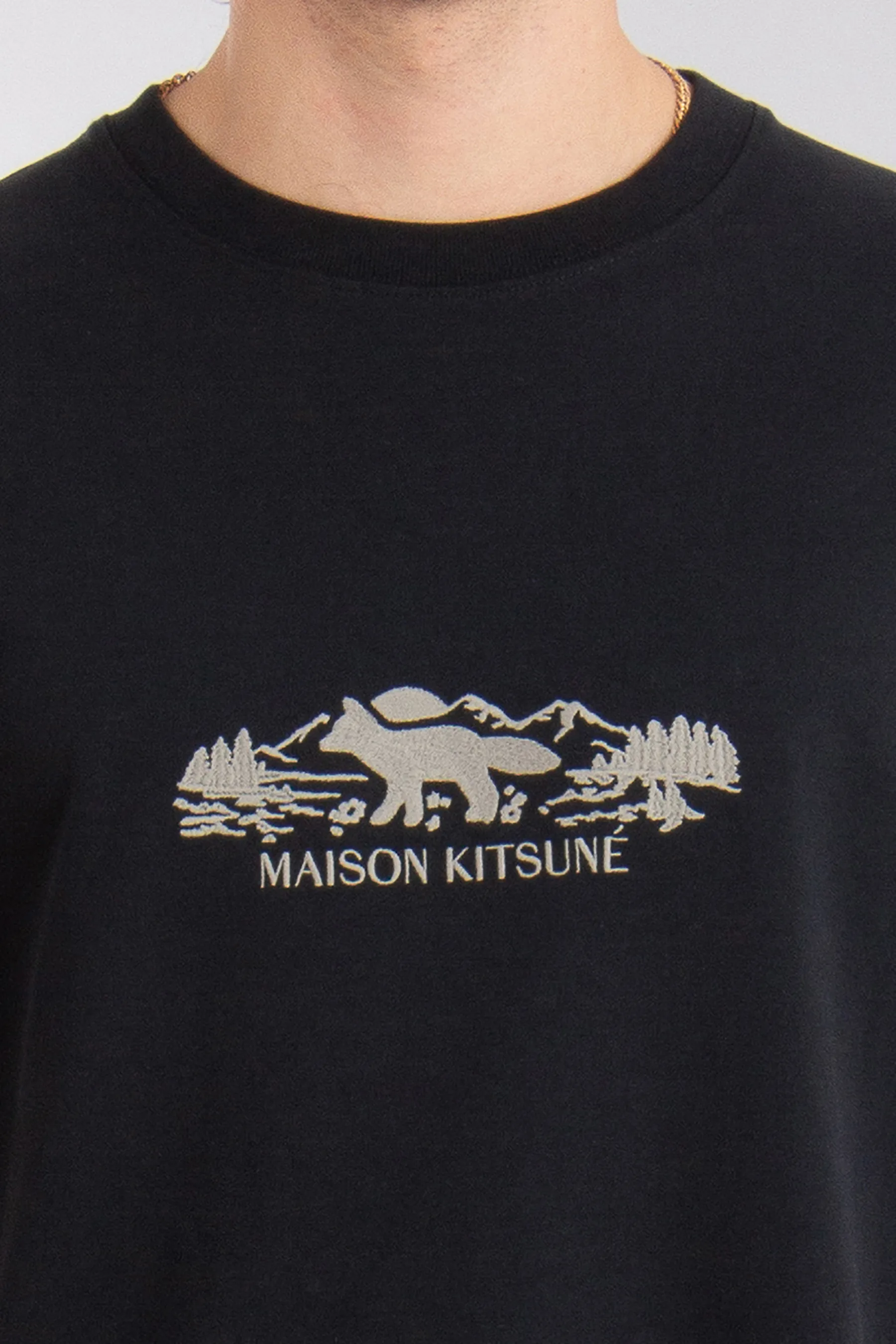 MAISON KITSUNÉ Outdoor Profile Fox Embroidery Cotton Jersey T-Shirt  