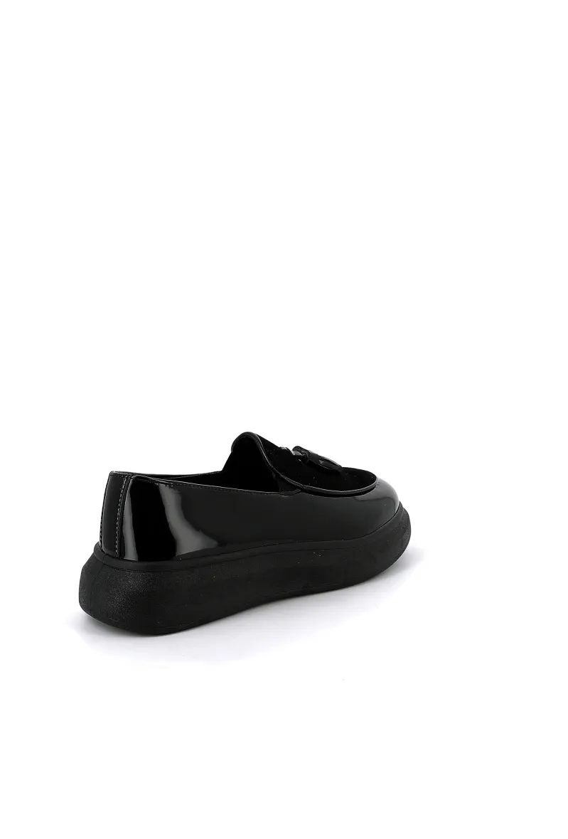 Pompon Herren-Slipper – Lackschwarz