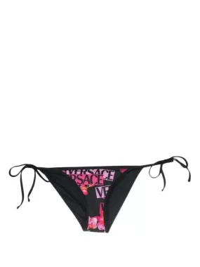   Versace  Floral-Print Bikini Bottoms Black