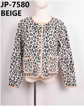 Weste mit Leoparden-Strickärmeln