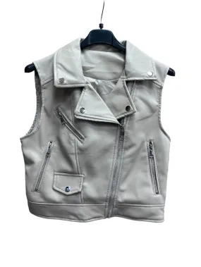 Ärmellose Kunstlederjacke mit Reißverschluss